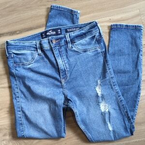 Hollister Women's Light Blue Ripped Skinny Jeans, 28x24, Size 7